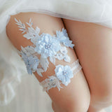Maxbell 2 Pieces Wedding Bride Lace Garter soft Garter for Banquet Dance Dating blue