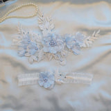 Maxbell 2 Pieces Wedding Bride Lace Garter soft Garter for Banquet Dance Dating blue