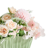 Maxbell Artificial Flower Basket Wall Hanging Flower Basket for Home Wedding Desktop Green and Pink