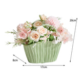 Maxbell Artificial Flower Basket Wall Hanging Flower Basket for Home Wedding Desktop Green and Pink