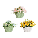 Maxbell Artificial Flower Basket Wall Hanging Flower Basket for Home Wedding Desktop Green and Pink