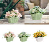 Maxbell Artificial Flower Basket Wall Hanging Flower Basket for Home Wedding Desktop Green and Pink