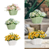 Maxbell Artificial Flower Basket Wall Hanging Flower Basket for Home Wedding Desktop Green and Pink