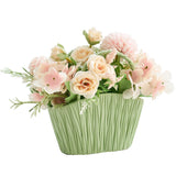 Maxbell Artificial Flower Basket Wall Hanging Flower Basket for Home Wedding Desktop Green and Pink
