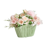 Maxbell Artificial Flower Basket Wall Hanging Flower Basket for Home Wedding Desktop Green and Pink