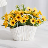 Maxbell Artificial Flower Basket Wall Hanging Flower Basket for Home Wedding Desktop Green and Pink