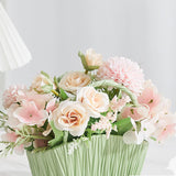 Maxbell Artificial Flower Basket Wall Hanging Flower Basket for Home Wedding Desktop Green and Pink