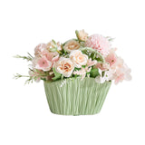 Maxbell Artificial Flower Basket Wall Hanging Flower Basket for Home Wedding Desktop Green and Pink