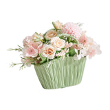 Maxbell Artificial Flower Basket Wall Hanging Flower Basket for Home Wedding Desktop Green and Pink