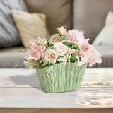 Maxbell Artificial Flower Basket Wall Hanging Flower Basket for Home Wedding Desktop Green and Pink