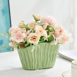 Maxbell Artificial Flower Basket Wall Hanging Flower Basket for Home Wedding Desktop Green and Pink
