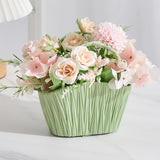 Maxbell Artificial Flower Basket Wall Hanging Flower Basket for Home Wedding Desktop Green and Pink
