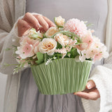 Maxbell Artificial Flower Basket Wall Hanging Flower Basket for Home Wedding Desktop Green and Pink