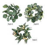 Maxbell Artificial Eucalyptus Leaves Candles Wreaths for Table Decoration Style A