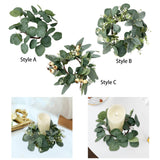 Maxbell Artificial Eucalyptus Leaves Candles Wreaths for Table Decoration Style A
