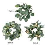 Maxbell Artificial Eucalyptus Leaves Candles Wreaths for Table Decoration Style A