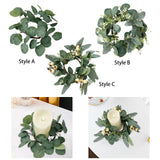Maxbell Artificial Eucalyptus Leaves Candles Wreaths for Table Decoration Style A