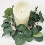 Maxbell Artificial Eucalyptus Leaves Candles Wreaths for Table Decoration Style A