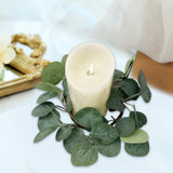 Maxbell Artificial Eucalyptus Leaves Candles Wreaths for Table Decoration Style A