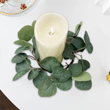 Maxbell Artificial Eucalyptus Leaves Candles Wreaths for Table Decoration Style A