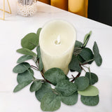 Maxbell Artificial Eucalyptus Leaves Candles Wreaths for Table Decoration Style A