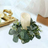 Maxbell Artificial Eucalyptus Leaves Candles Wreaths for Table Decoration Style B