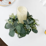 Maxbell Artificial Eucalyptus Leaves Candles Wreaths for Table Decoration Style B