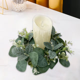 Maxbell Artificial Eucalyptus Leaves Candles Wreaths for Table Decoration Style B