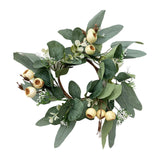 Maxbell Artificial Eucalyptus Leaves Candles Wreaths for Table Decoration Style C