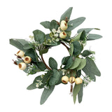 Maxbell Artificial Eucalyptus Leaves Candles Wreaths for Table Decoration Style C