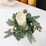 Maxbell Artificial Eucalyptus Leaves Candles Wreaths for Table Decoration Style C