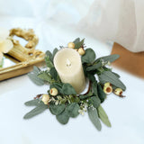 Maxbell Artificial Eucalyptus Leaves Candles Wreaths for Table Decoration Style C