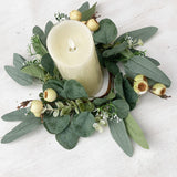 Maxbell Artificial Eucalyptus Leaves Candles Wreaths for Table Decoration Style C