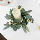Maxbell Artificial Eucalyptus Leaves Candles Wreaths for Table Decoration Style C