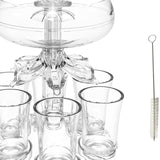 Maxbell 6 Glass Dispenser Clear Wine Rack for Party Party Drinking Wedding with 6 Cups Brush