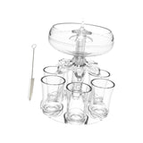 Maxbell 6 Glass Dispenser Clear Wine Rack for Party Party Drinking Wedding with 6 Cups Brush
