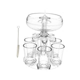 Maxbell 6 Glass Dispenser Clear Wine Rack for Party Party Drinking Wedding with 6 Cups Brush