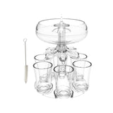 Maxbell 6 Glass Dispenser Clear Wine Rack for Party Party Drinking Wedding with 6 Cups Brush