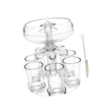 Maxbell 6 Glass Dispenser Clear Wine Rack for Party Party Drinking Wedding with 6 Cups Brush