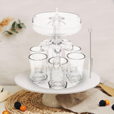 Maxbell 6 Glass Dispenser Clear Wine Rack for Party Party Drinking Wedding with 6 Cups Brush