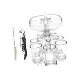 Maxbell 6 Glass Dispenser Clear Wine Rack for Party Party Drinking Wedding 6 Cups Brush Opener