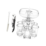 Maxbell 6 Glass Dispenser Clear Wine Rack for Party Party Drinking Wedding 6 Cups Brush Opener
