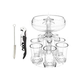 Maxbell 6 Glass Dispenser Clear Wine Rack for Party Party Drinking Wedding 6 Cups Brush Opener