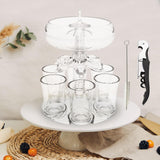 Maxbell 6 Glass Dispenser Clear Wine Rack for Party Party Drinking Wedding 6 Cups Brush Opener