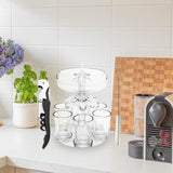 Maxbell 6 Glass Dispenser Clear Wine Rack for Party Party Drinking Wedding 6 Cups Brush Opener