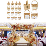 Maxbell 5Pcs Burlap Flower Basket Bag Wedding Decoration Basket for Wedding Ceremony Style A