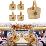 Maxbell 5Pcs Burlap Flower Basket Bag Wedding Decoration Basket for Wedding Ceremony Style A