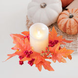 Maxbell Thanksgiving Candle Ring Holder Fall Candle Rings for Tabletop Farmhouse Bar Orange