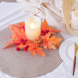 Maxbell Thanksgiving Candle Ring Holder Fall Candle Rings for Tabletop Farmhouse Bar Orange