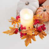 Maxbell Thanksgiving Candle Ring Holder Fall Candle Rings for Tabletop Farmhouse Bar Orange Yellow